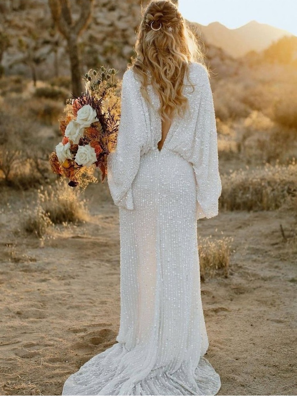 ASOS Ivory Beaded Long-Sleeve Bridal Gown